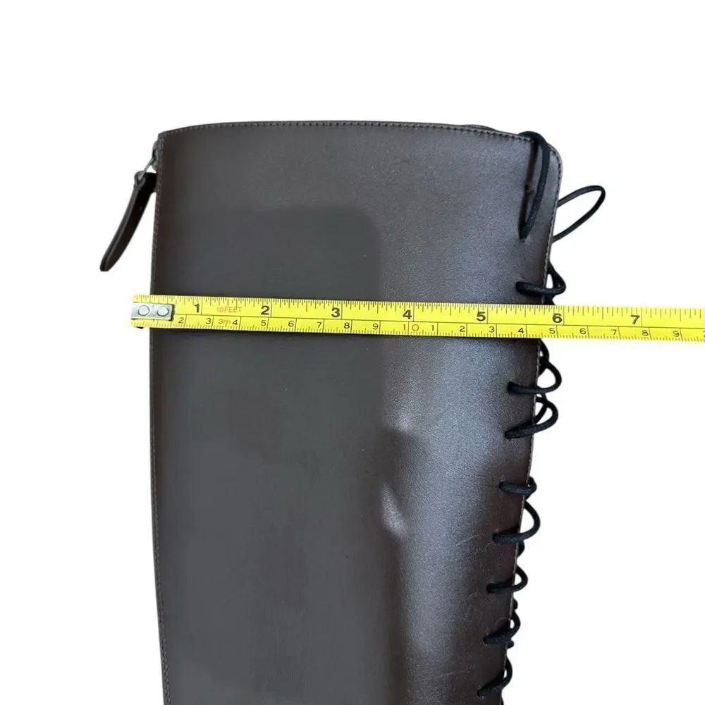 KHAITE LEATHER Lace up riding boots in brown - Picture 8 of 14